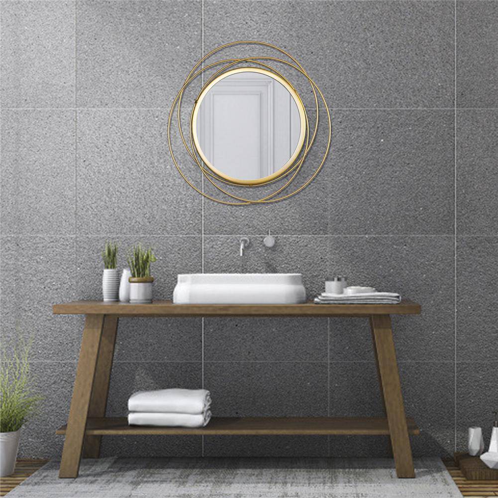 Miroir mural rond et anneaux dorés - vue 3 sur 5