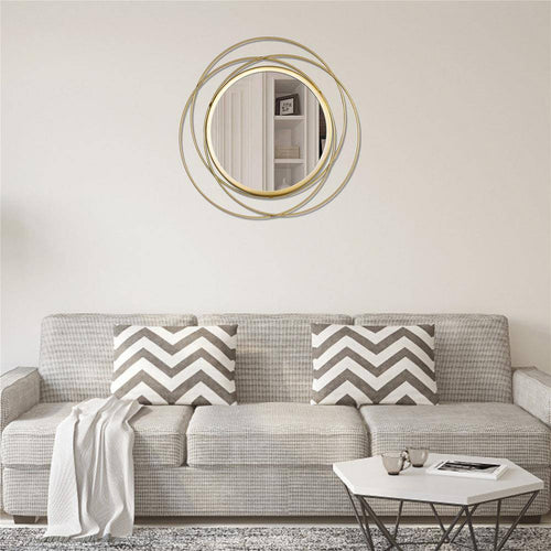 Miroir mural rond et anneaux dorés - vue 2 sur 5