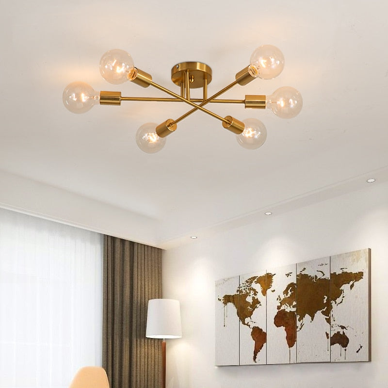 Plafonnier design LED avec 6 lampes entrecroisées en métal Eugie - vue 7 sur 9