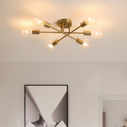 Plafonnier design LED avec 6 lampes entrecroisées en métal Eugie - vue 4 sur 9