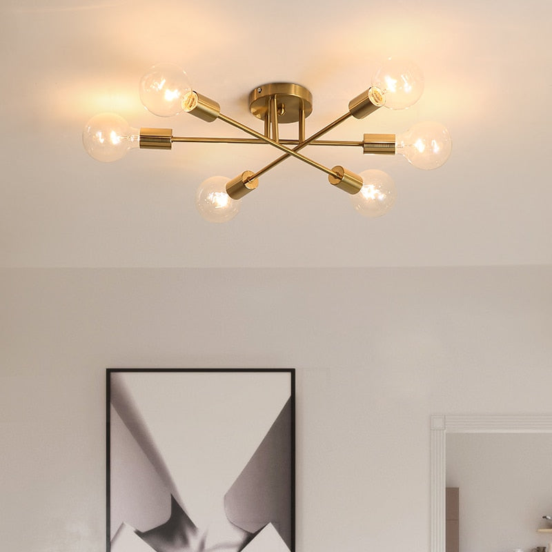 Plafonnier design LED avec 6 lampes entrecroisées en métal Eugie - vue 3 sur 9