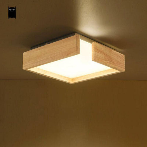 Plafonnier en bois à LED en carré design - vue 3 sur 4