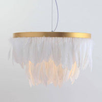 Suspension ovale LED en plumes colorées Hangly