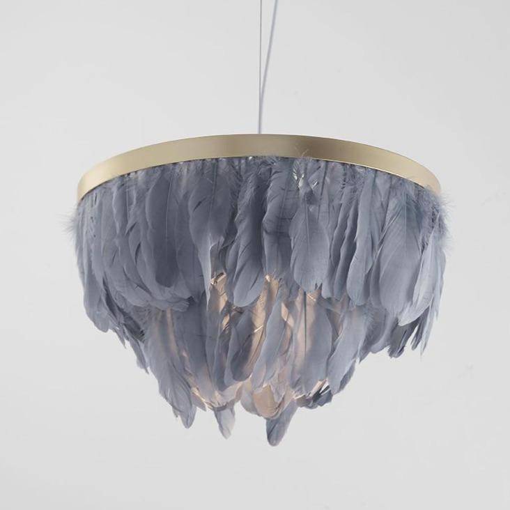Suspension ovale LED en plumes colorées Hangly - vue 5 sur 8