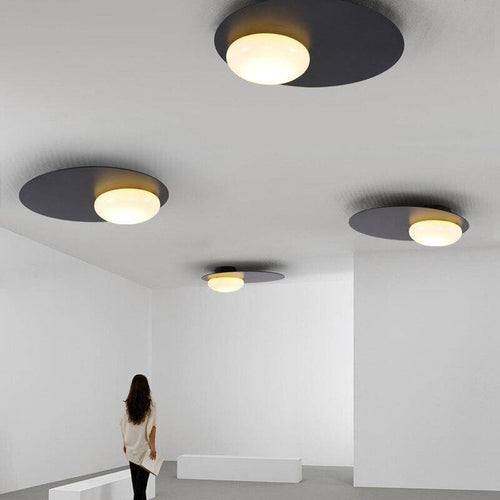 Plafonnier design à LED avec disque en métal noir style Ruban Loft - vue 2 sur 6