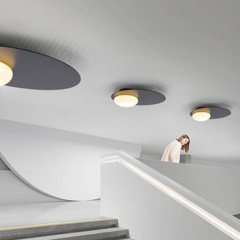 Plafonnier design à LED avec disque en métal noir style Ruban Loft - vue 5 sur 6