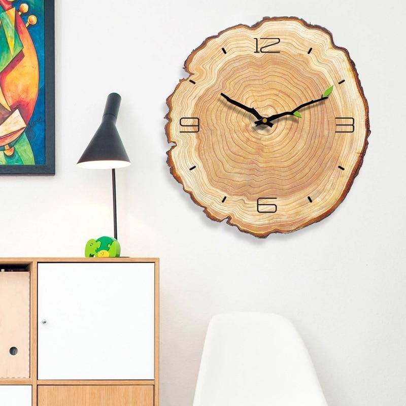 Horloge style tronc d'arbre en bois 30cm Sily - vue 2 sur 6