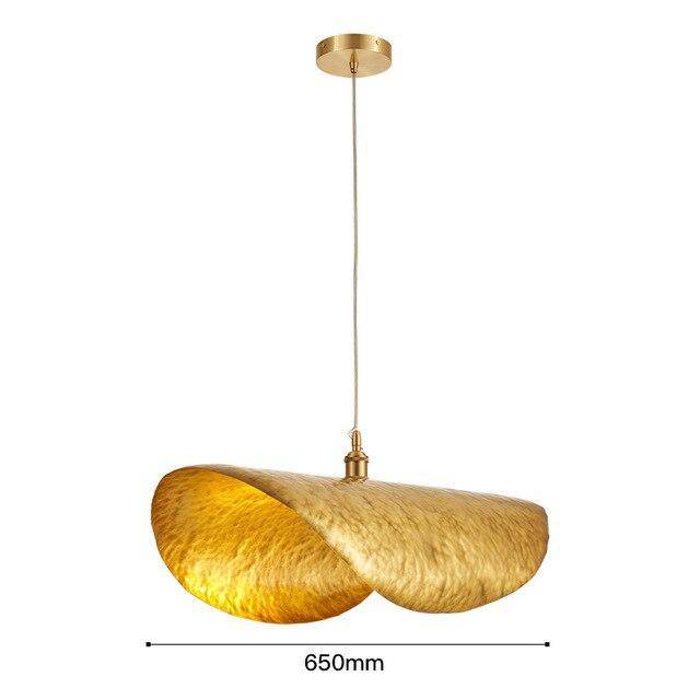 Suspension design LED en métal et forme de tuile dorée Lotus - vue 5 sur 6