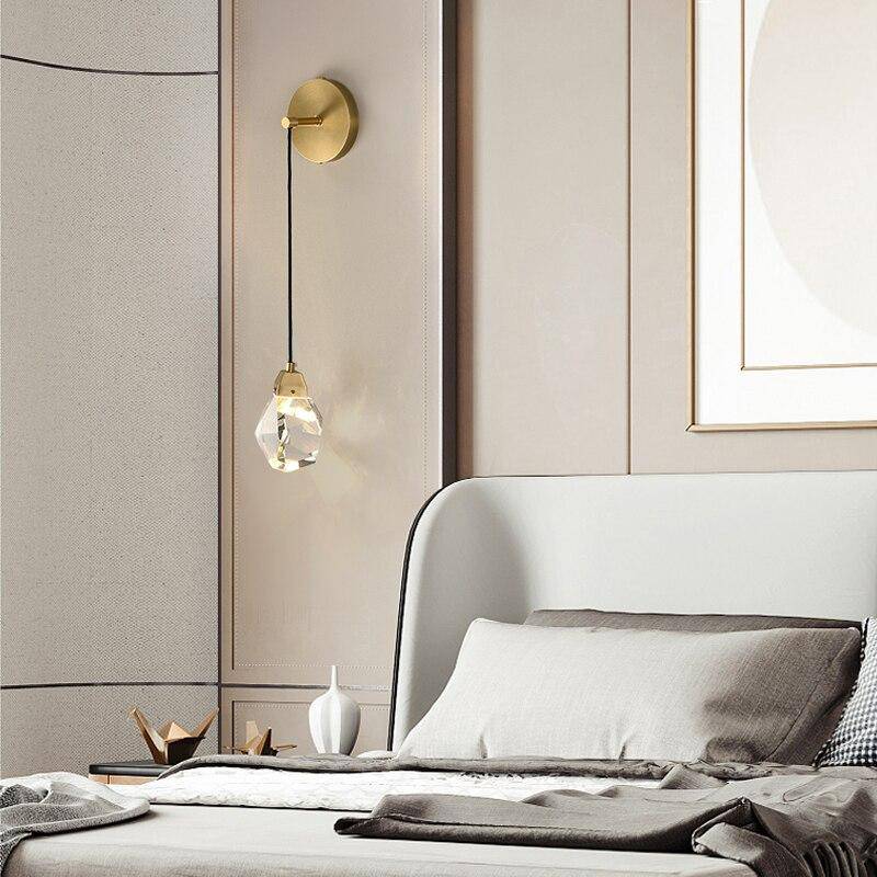 Applique murale design à LED dorée avec verre cristal luxury - vue 2 sur 5