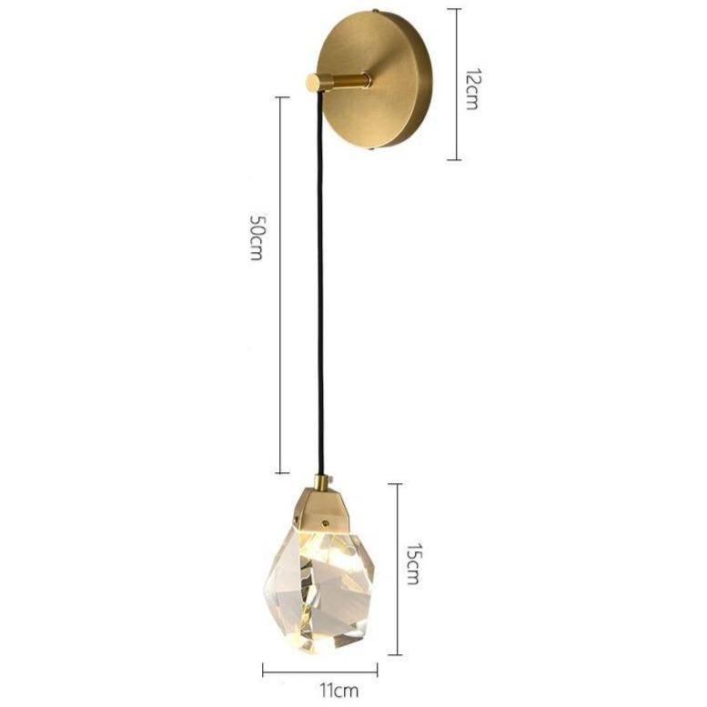 Applique murale design à LED dorée avec verre cristal luxury - vue 5 sur 5