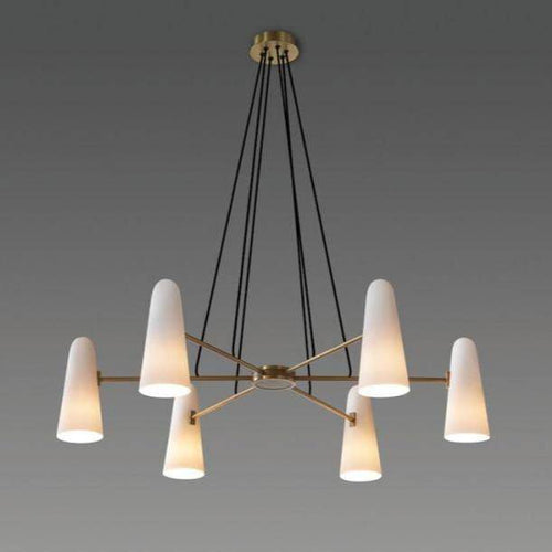Lustre design LED en cuivre avec 6 abat-jours Luxury - vue 2 sur 3