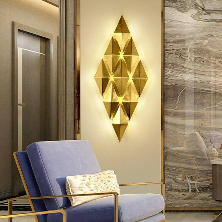 Applique murale design LED avec plusieurs losanges en métal - vue 2 sur 8