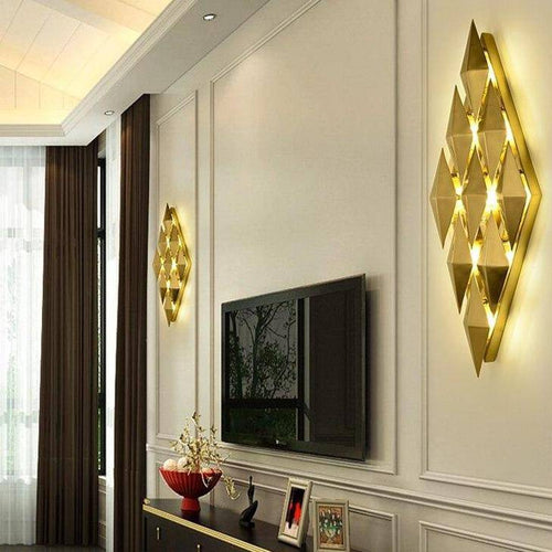 Applique murale design LED avec plusieurs losanges en métal - vue 6 sur 8