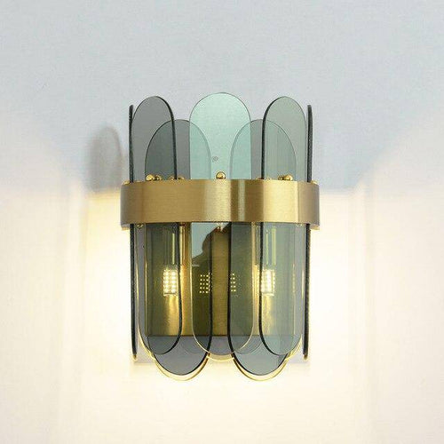 Applique murale design à LED en métal doré et verre coloré - vue 6 sur 6