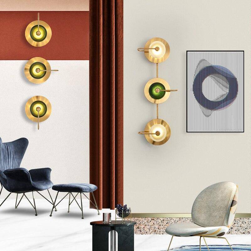 Applique murale design à LED avec disque en métal doré - vue 5 sur 6