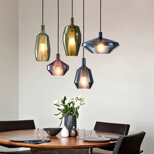 Suspension design à LED avec abat-jour en verre coloré - vue 3 sur 11