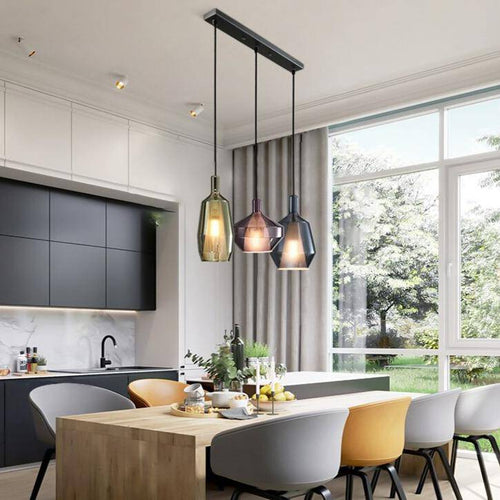 Suspension design à LED avec abat-jour en verre coloré - vue 4 sur 11