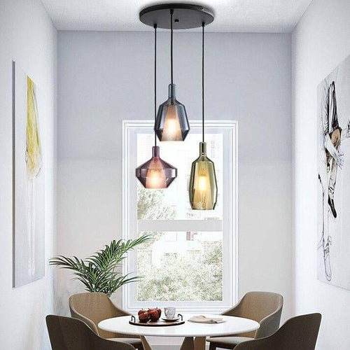 Suspension design à LED avec abat-jour en verre coloré - vue 5 sur 11