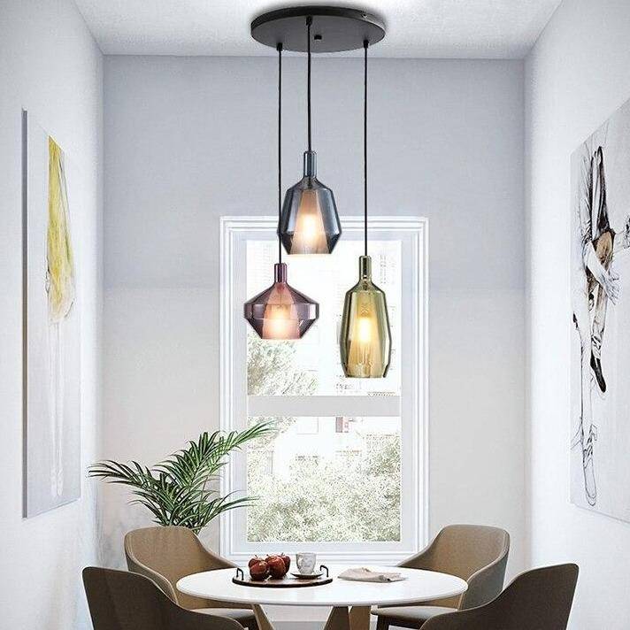 Suspension design à LED avec abat-jour en verre coloré - vue 4 sur 11