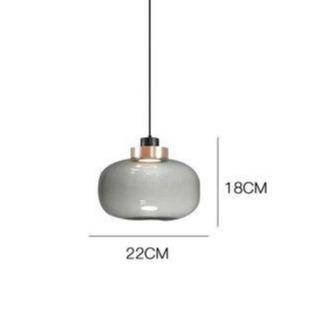 Suspension design LED avec sphère en verre et cercle cuivré - vue 8 sur 8