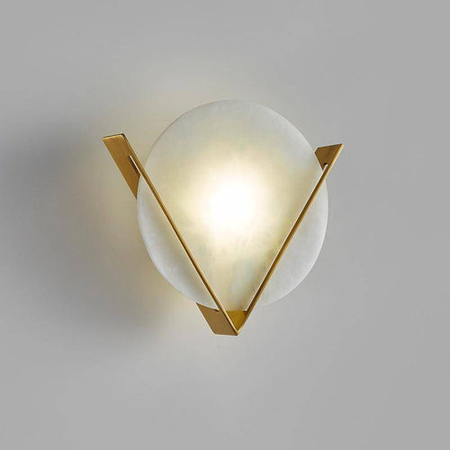 Applique murale design LED avec cercle en marbre et triangle doré - vue 5 sur 5