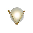 Applique murale design LED avec cercle en marbre et triangle doré