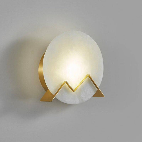 Applique murale design LED avec cercle en marbre et métal doré - vue 5 sur 5