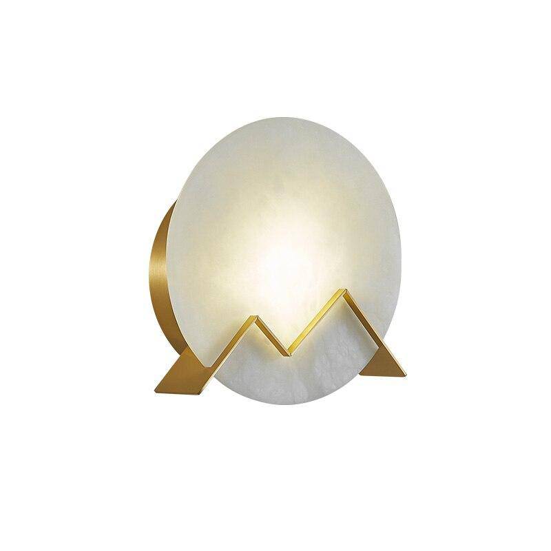 Applique murale design LED avec cercle en marbre et métal doré - vue 4 sur 5