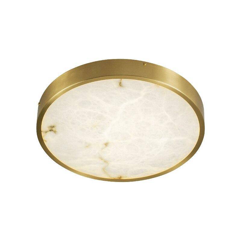 Plafonnier design LED rond en marbre avec bords dorés - vue 9 sur 9