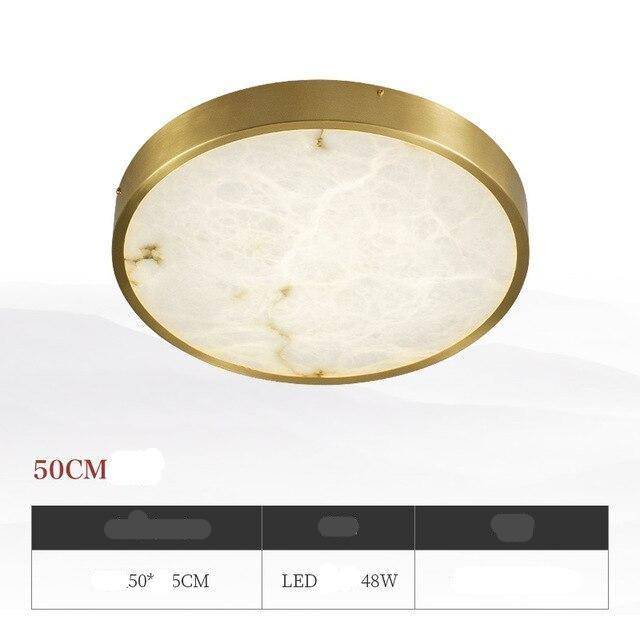 Plafonnier design LED rond en marbre avec bords dorés - vue 6 sur 9