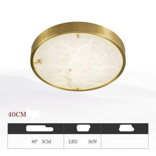 Plafonnier design LED rond en marbre avec bords dorés - vue 9 sur 9