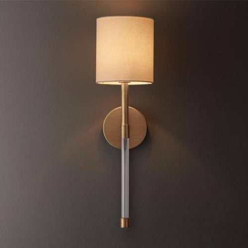 Applique murale moderne LED avec abat-jour beige et tige métal rétro - vue 3 sur 3