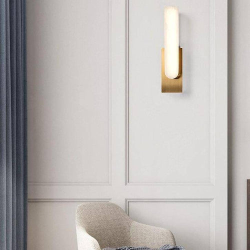Applique murale design LED allongée avec abat-jour en marbre arrondi - vue 4 sur 10