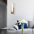 Applique murale design LED allongée avec abat-jour en marbre arrondi