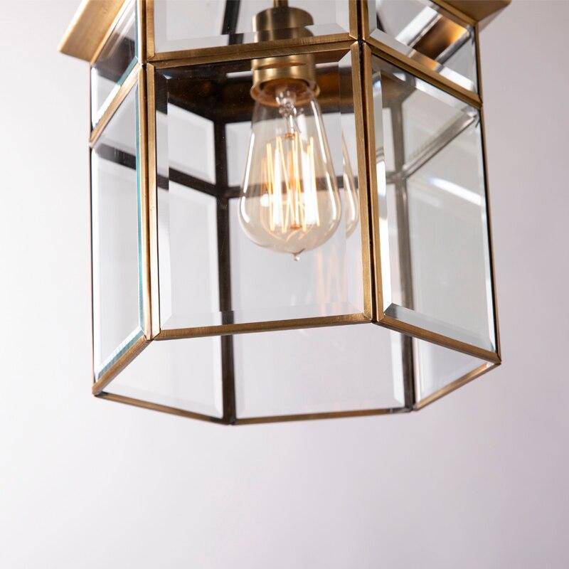Suspension rétro LED avec abat-jour en verre et métal doré - vue 6 sur 6