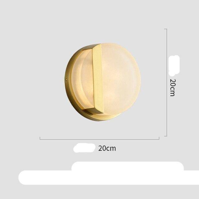 Applique murale design LED arrondi en métal dorée et marbre - vue 7 sur 7