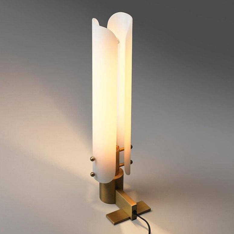 Lampe à poser design LED en cuivre avec double abat-jour arrondi Luxury - vue 3 sur 4