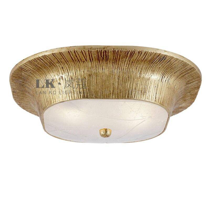 Plafonnier design LED en métal doré style rétro - vue 3 sur 4