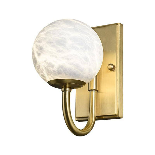 Applique murale design LED avec tige arrondie dorée et boule blanche Luxury - vue 6 sur 6