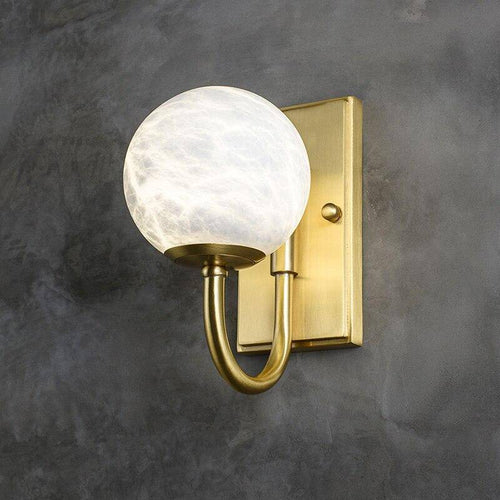 Applique murale design LED avec tige arrondie dorée et boule blanche Luxury - vue 5 sur 6