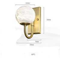 Applique murale design LED avec tige arrondie dorée et boule blanche Luxury
