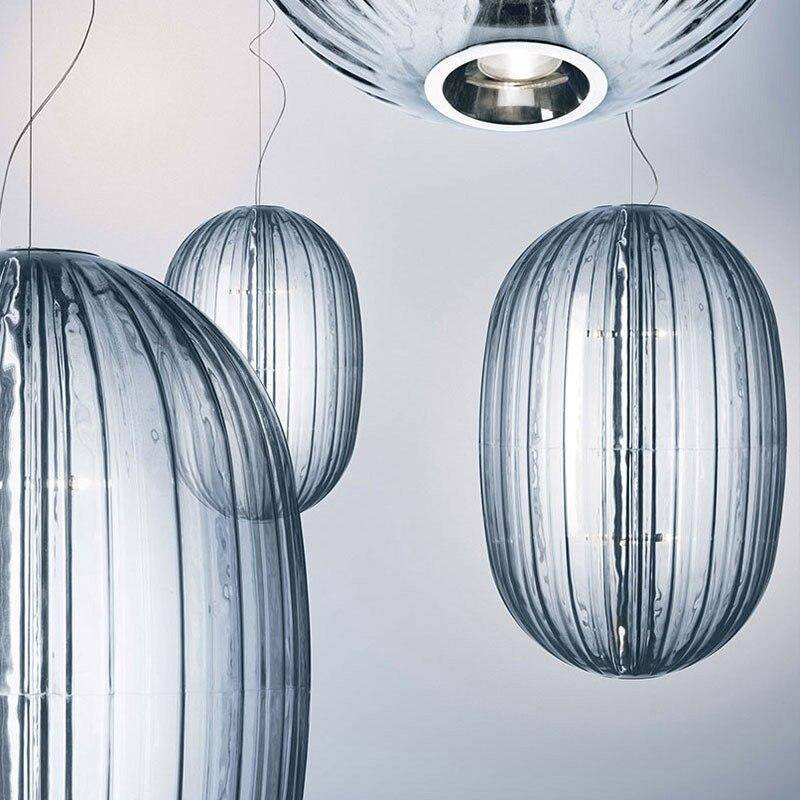 Suspension design LED avec abat-jour en verre coloré - vue 5 sur 14