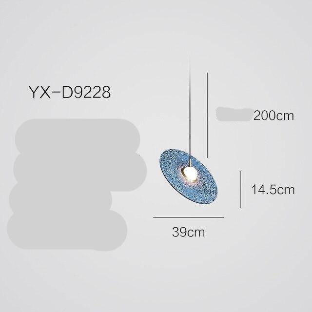 Suspension design à LED avec disque en marbre coloré - vue 5 sur 9