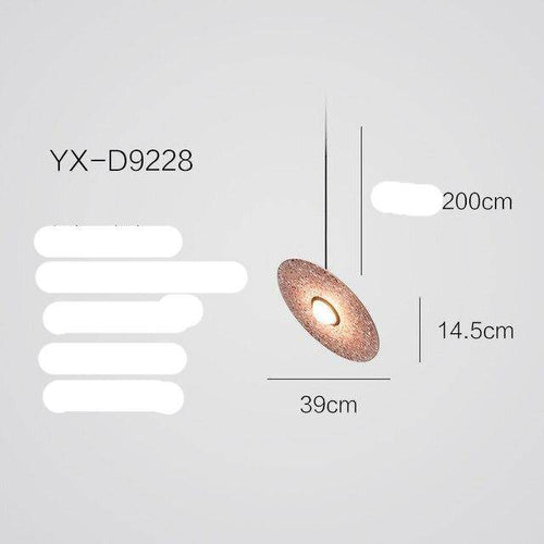 Suspension design à LED avec disque en marbre coloré - vue 7 sur 9