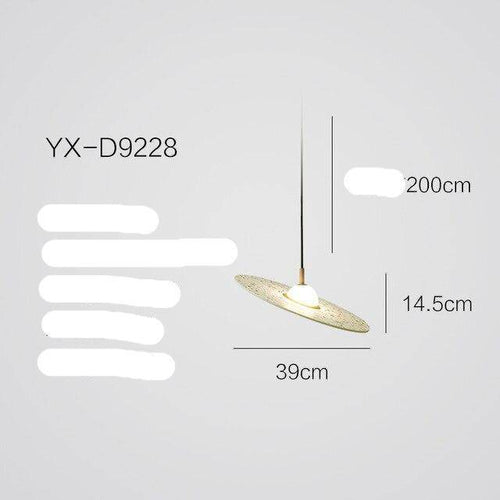 Suspension design à LED avec disque en marbre coloré - vue 9 sur 9
