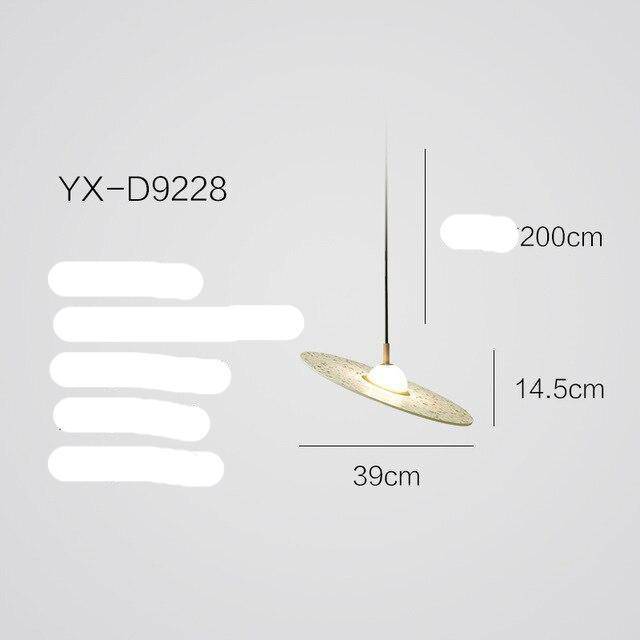 Suspension design à LED avec disque en marbre coloré - vue 8 sur 9