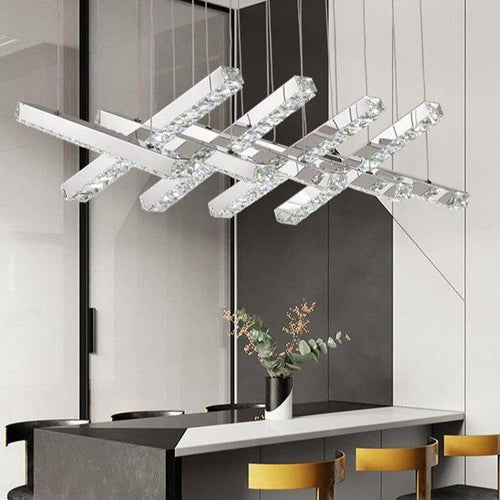 Lustre design LED en verre cristal luxury - vue 5 sur 8