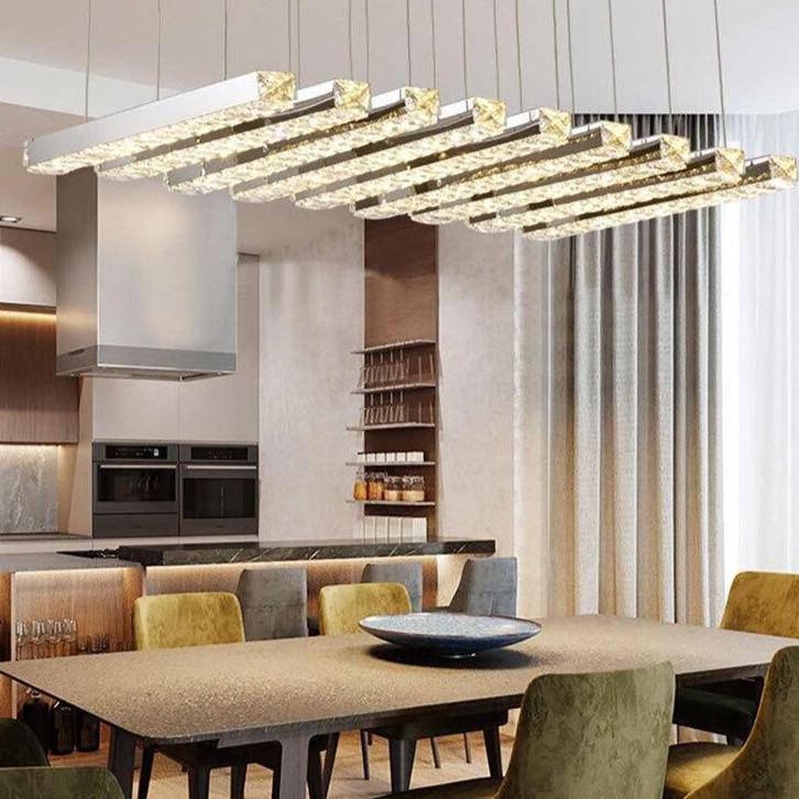 Lustre design LED en verre cristal luxury - vue 5 sur 8