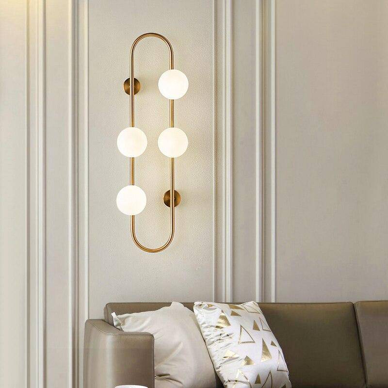 Applique murale design LED avec anneau métal et boule en verre - vue 3 sur 10