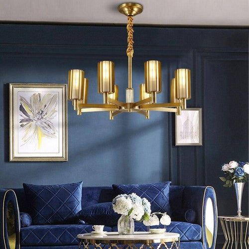 Lustre design LED en métal avec plusieurs abat-jours dorés Luxury - vue 7 sur 8